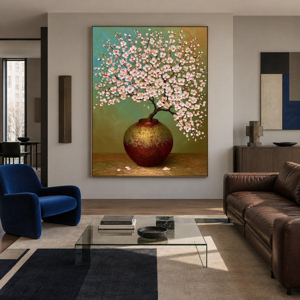 Blossom Cloud in Bronze - interior setting 5 - expressive contemporary art painting