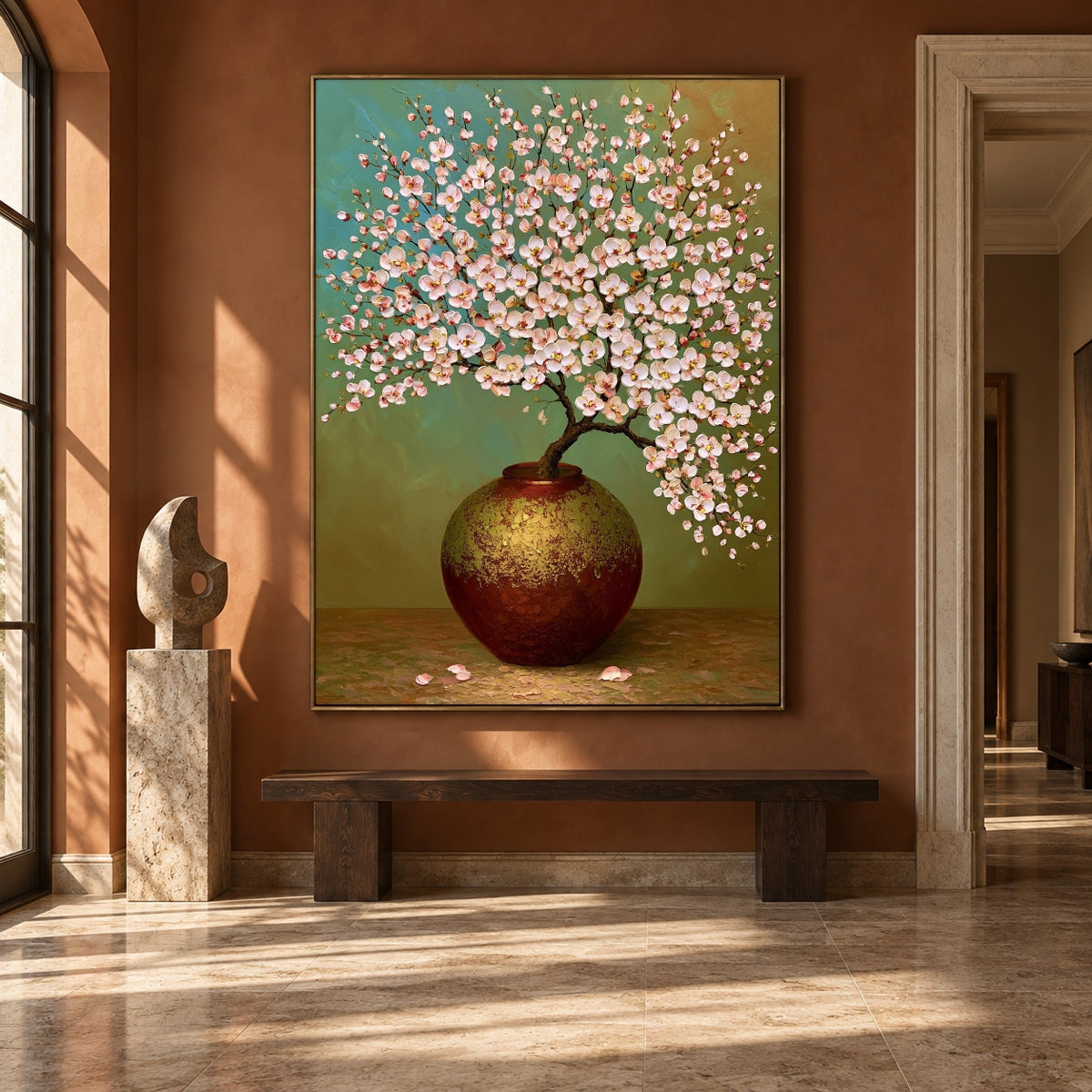 Blossom Cloud in Bronze - interior setting 7 - expressive contemporary art painting