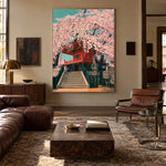 Blossom Stairway to Spring - interior setting 3 - expressive contemporary art painting
