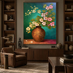 Blossoms over Turquoise - interior setting 5 - expressive contemporary art painting