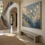Blue Sky Golden Wings - oblique view - expressive contemporary art painting