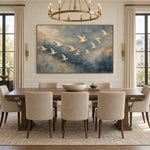 Blue Sky Golden Wings - interior setting 04 - expressive contemporary art painting