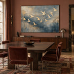 Blue Sky Golden Wings - interior setting 07 - expressive contemporary art painting