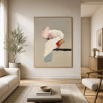 Blush Feather Reverie - front-view living-room hero - expressive contemporary art painting