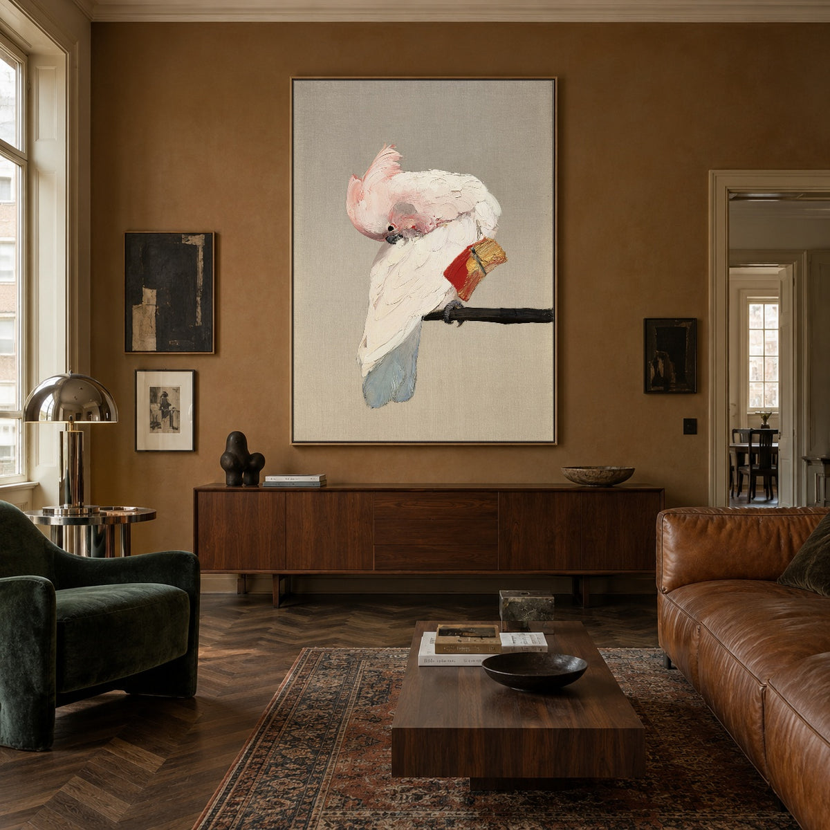 Blush Feather Reverie - interior setting 5 - expressive contemporary art painting