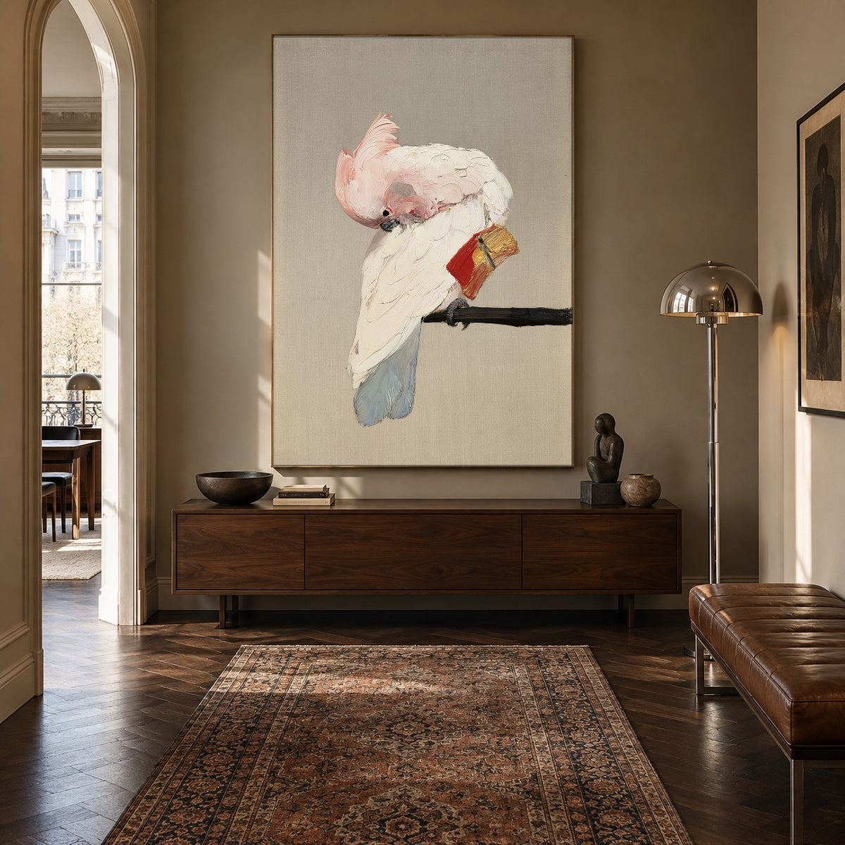 Blush Feather Reverie - interior setting 6 - expressive contemporary art painting