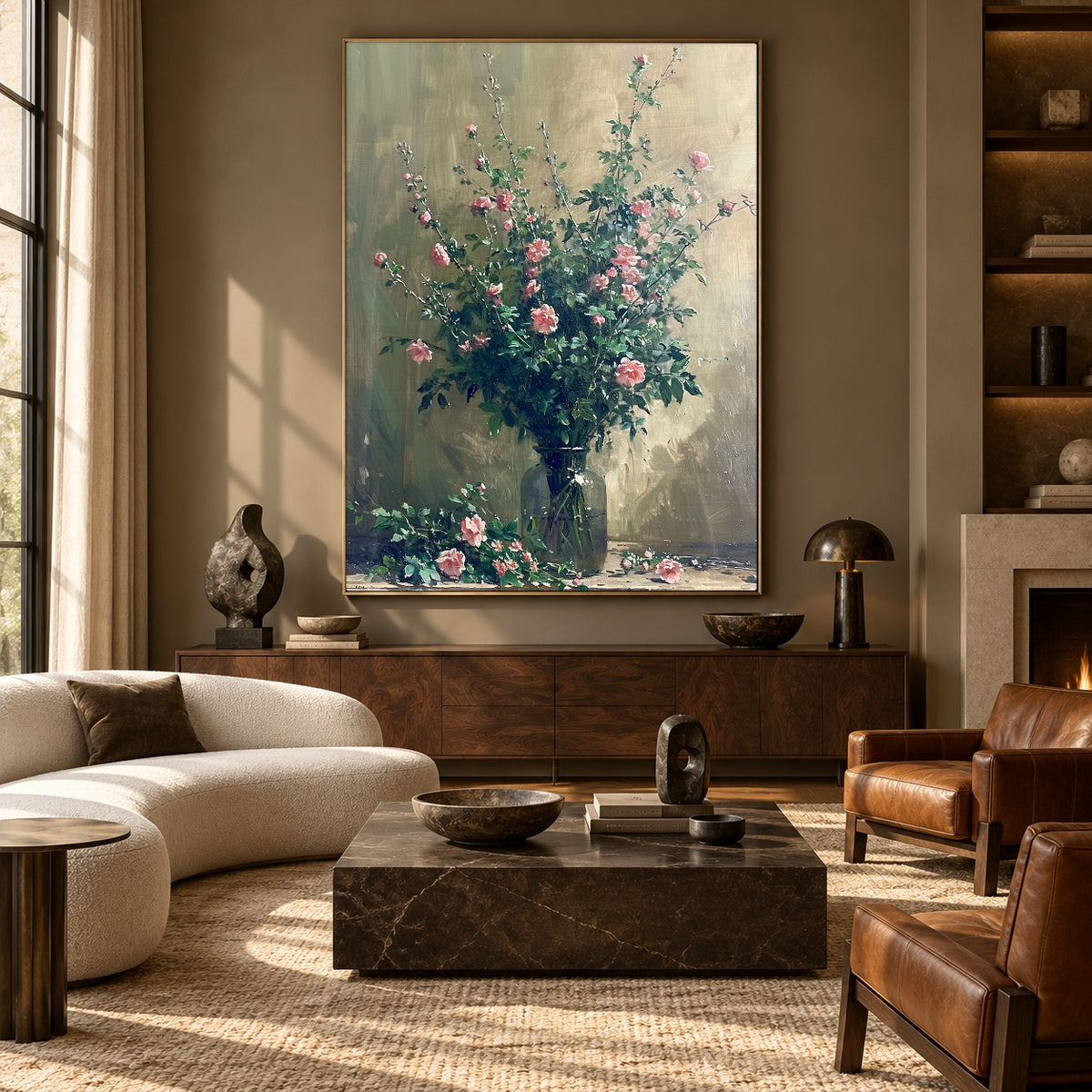Blush in a Glass - front-view living-room hero - expressive contemporary art painting