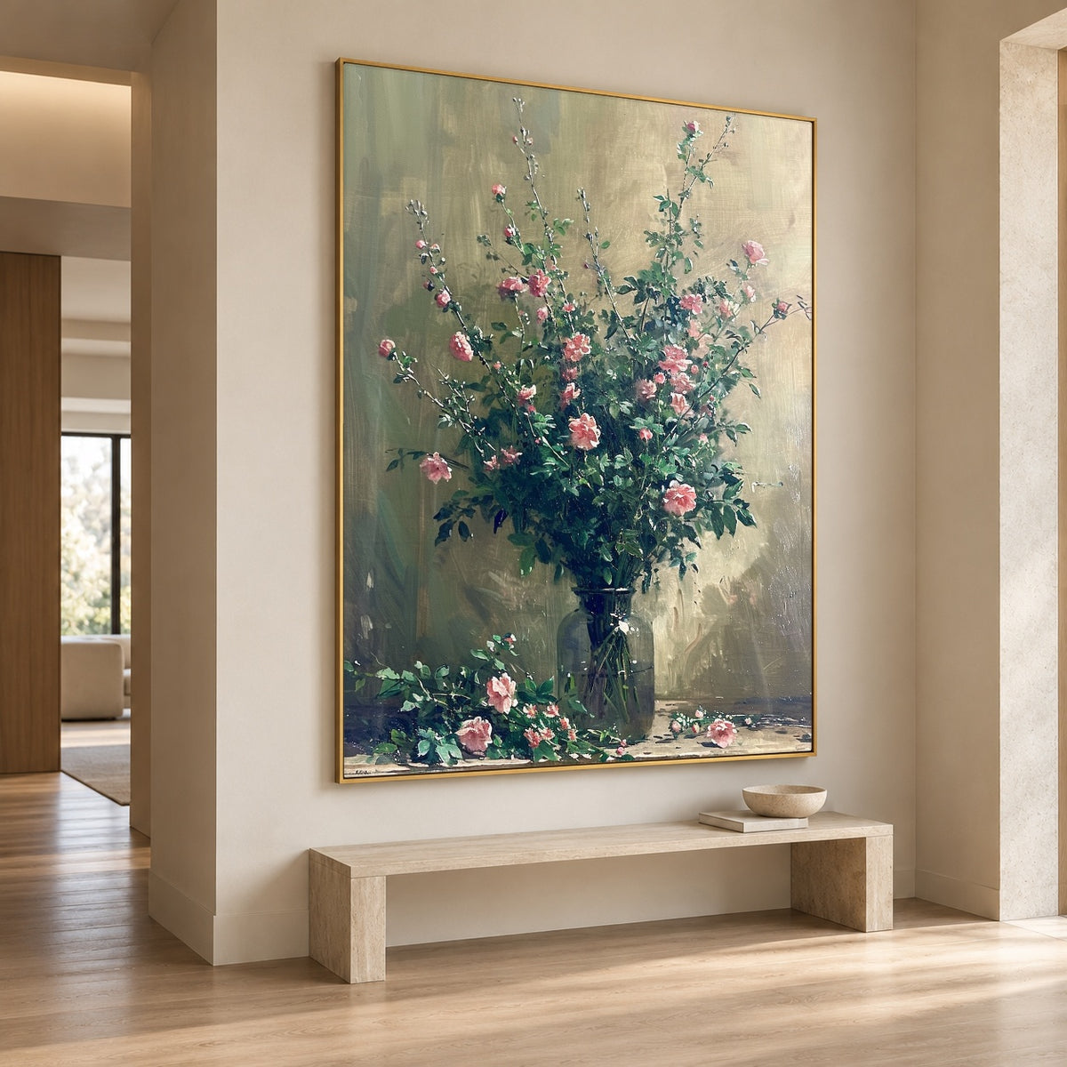 Blush in a Glass - oblique view - expressive contemporary art painting