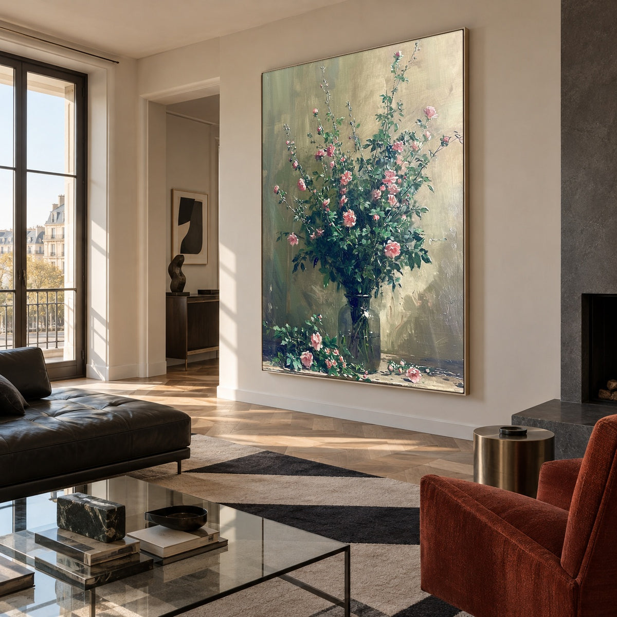 Blush in a Glass - interior setting 4 - expressive contemporary art painting