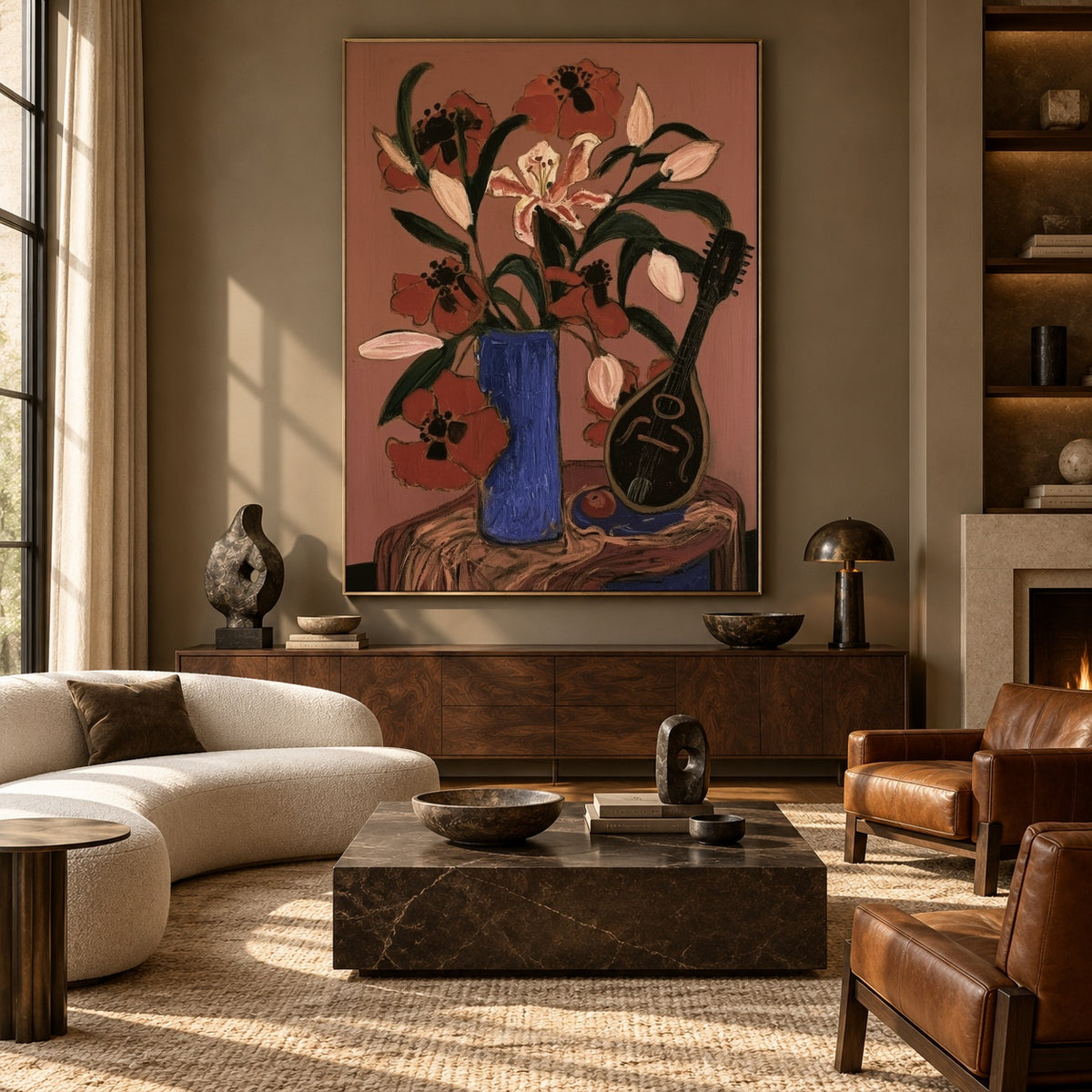 Bouquet with a Melody - front-view living-room hero - expressive contemporary art painting