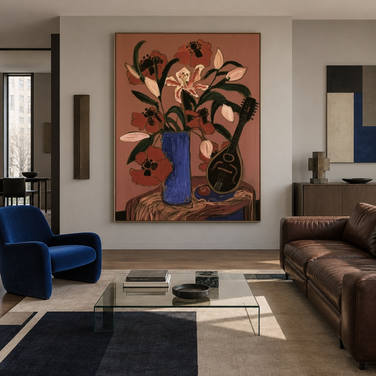 Bouquet with a Melody - interior setting 4 - expressive contemporary art painting