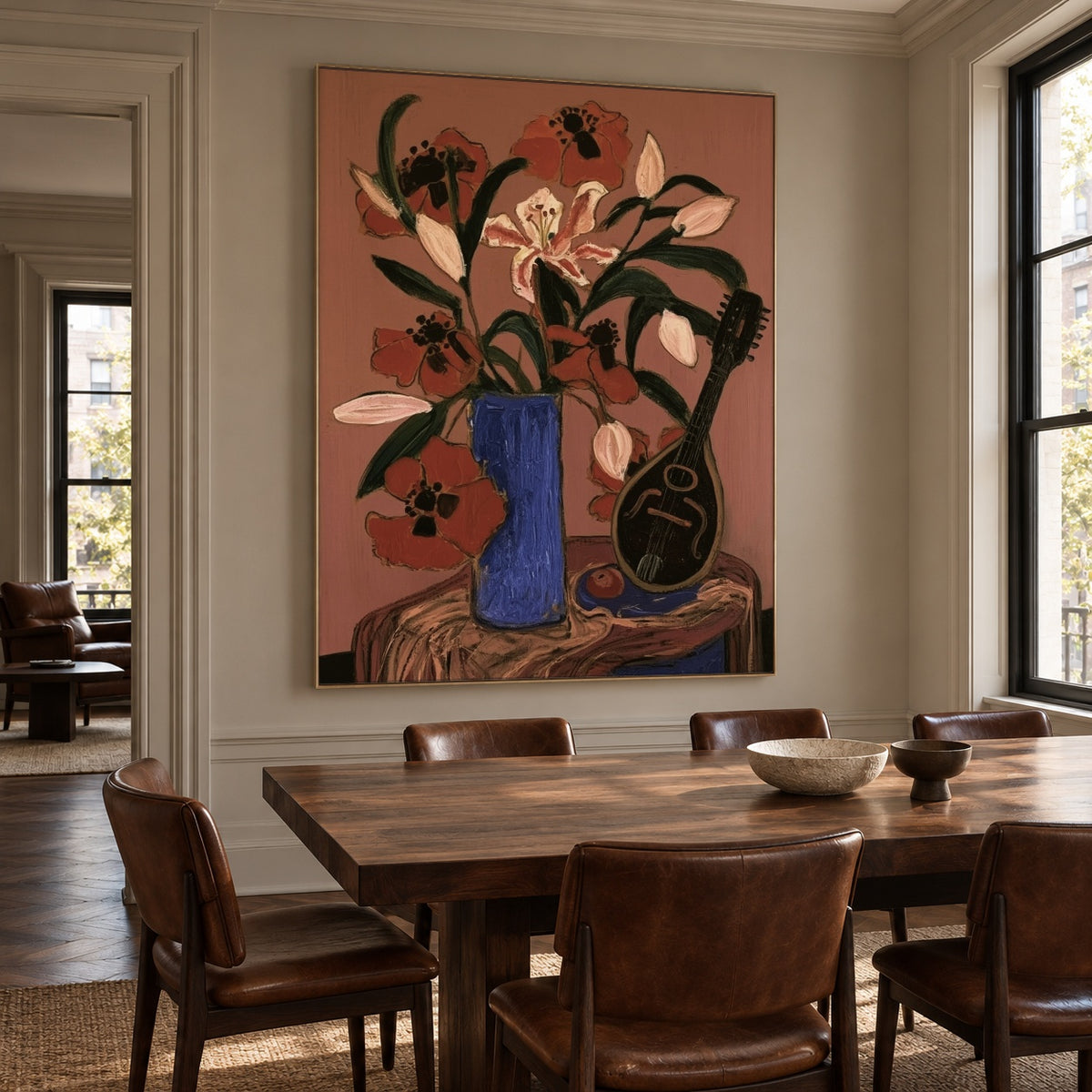 Bouquet with a Melody - interior setting 6 - expressive contemporary art painting