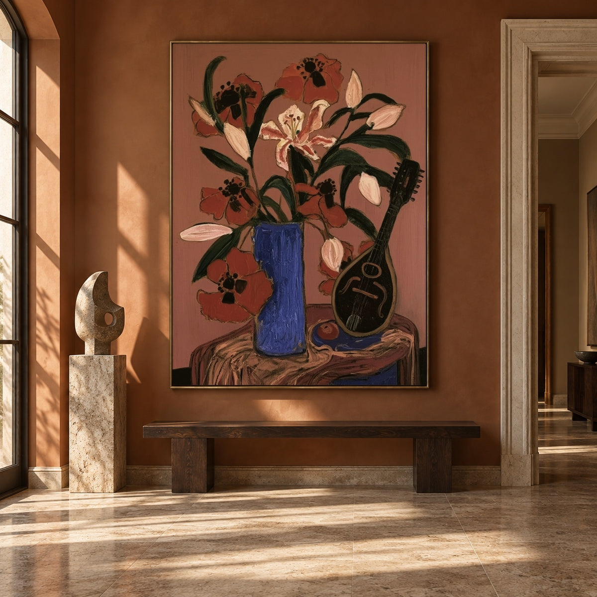 Bouquet with a Melody - interior setting 8 - expressive contemporary art painting
