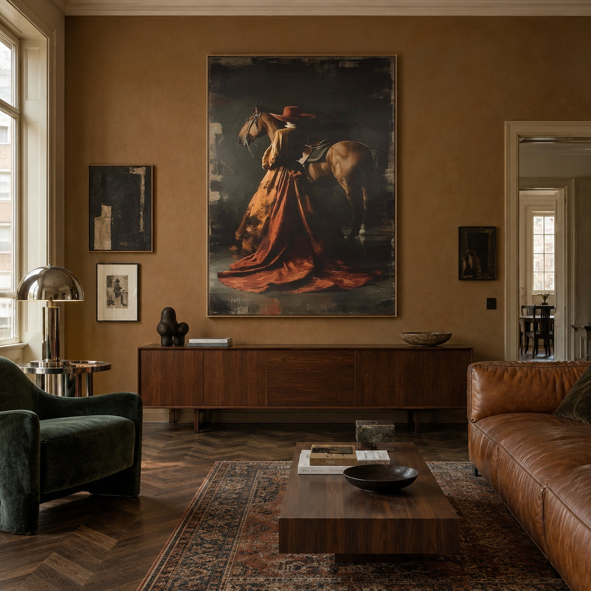Chestnut Under Copper Skies - interior setting 4 - expressive contemporary art painting