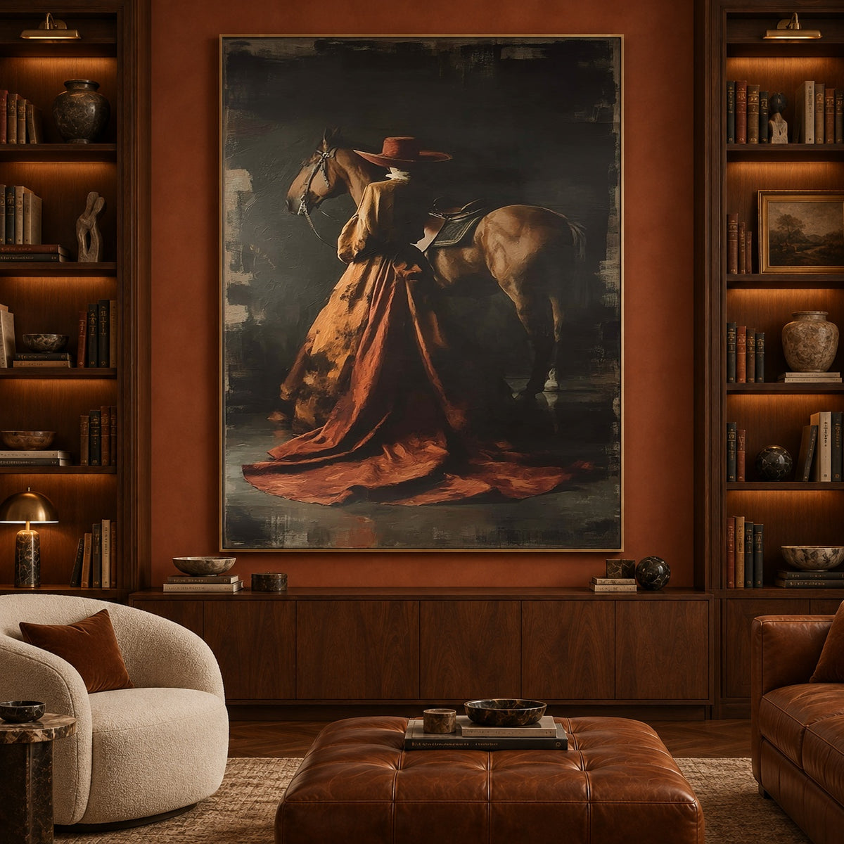 Chestnut Under Copper Skies - interior setting 5 - expressive contemporary art painting