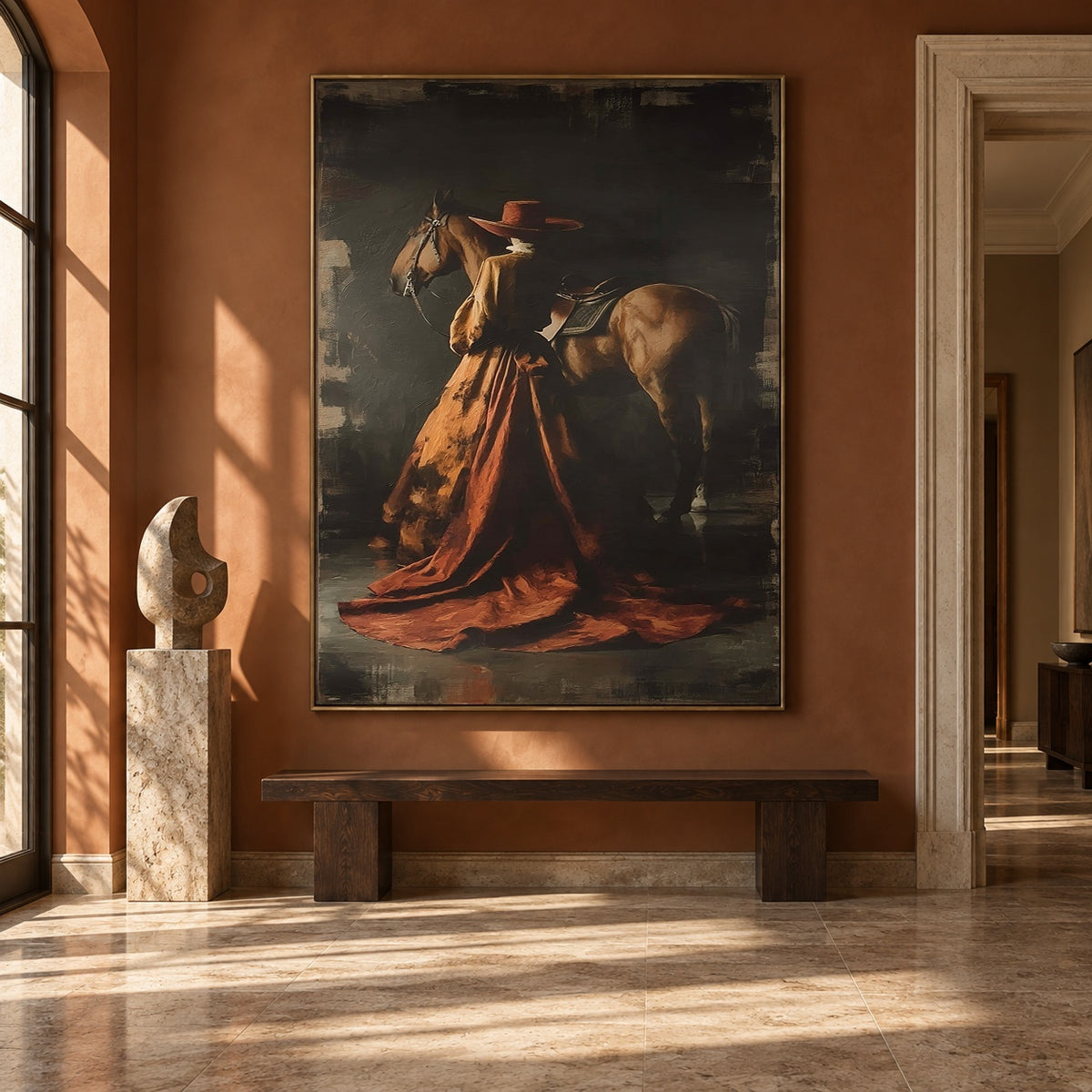 Chestnut Under Copper Skies - interior setting 6 - expressive contemporary art painting