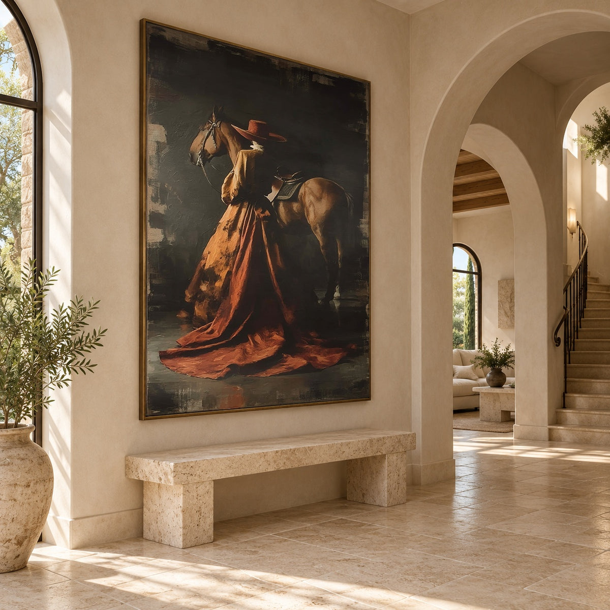 Chestnut Under Copper Skies - interior setting 7 - expressive contemporary art painting