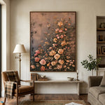 Climbing Peach Roses - interior setting 4 - expressive contemporary art painting