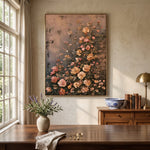 Climbing Peach Roses - interior setting 5 - expressive contemporary art painting