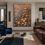 Climbing Peach Roses - interior setting 7 - expressive contemporary art painting