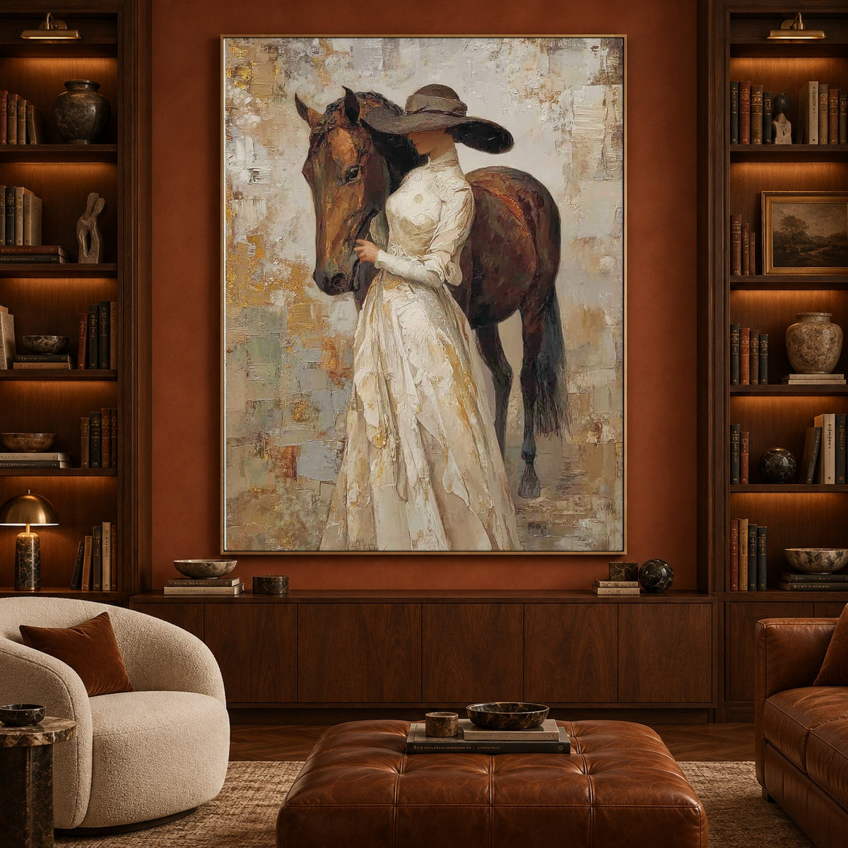 Close to Chestnut - front-view living-room hero - expressive contemporary art painting