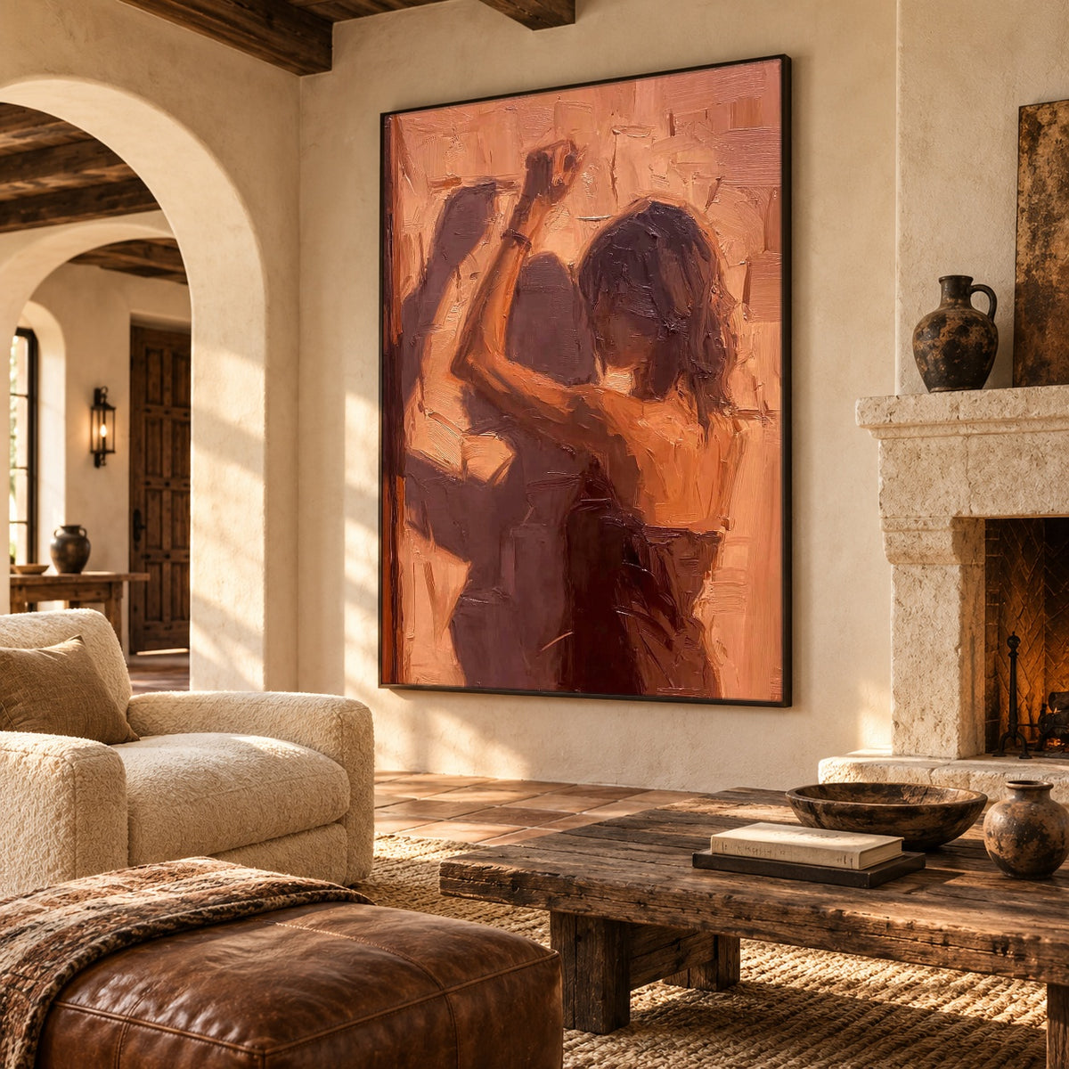 Copper Light Waltz - oblique view - expressive contemporary art painting