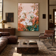 Coral Garden Refrain - front-view living-room hero - expressive contemporary art painting