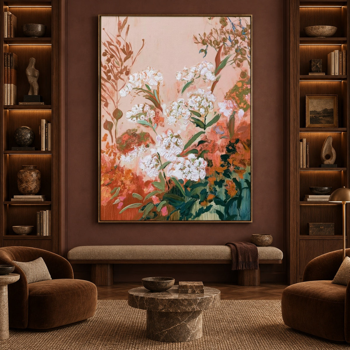 Coral Garden Refrain - interior setting 6 - expressive contemporary art painting