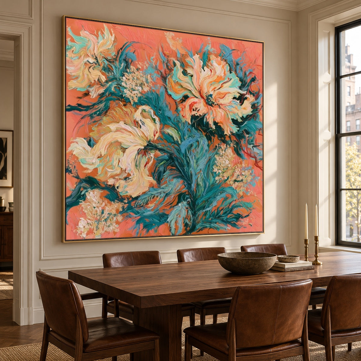 Coral Petal Current - oblique view - expressive contemporary art painting