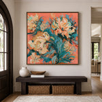 Coral Petal Current - interior setting 5 - expressive contemporary art painting