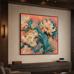 Coral Petal Current - interior setting 8 - expressive contemporary art painting