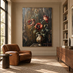 Crimson Poppies at Rest - front-view living-room hero - expressive contemporary art painting