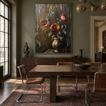 Crimson Poppies at Rest - interior setting 6 - expressive contemporary art painting