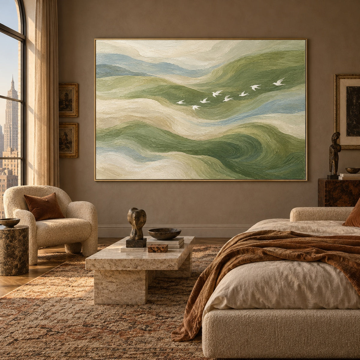 Currents of Quiet Flight - interior setting 03 - expressive contemporary art painting