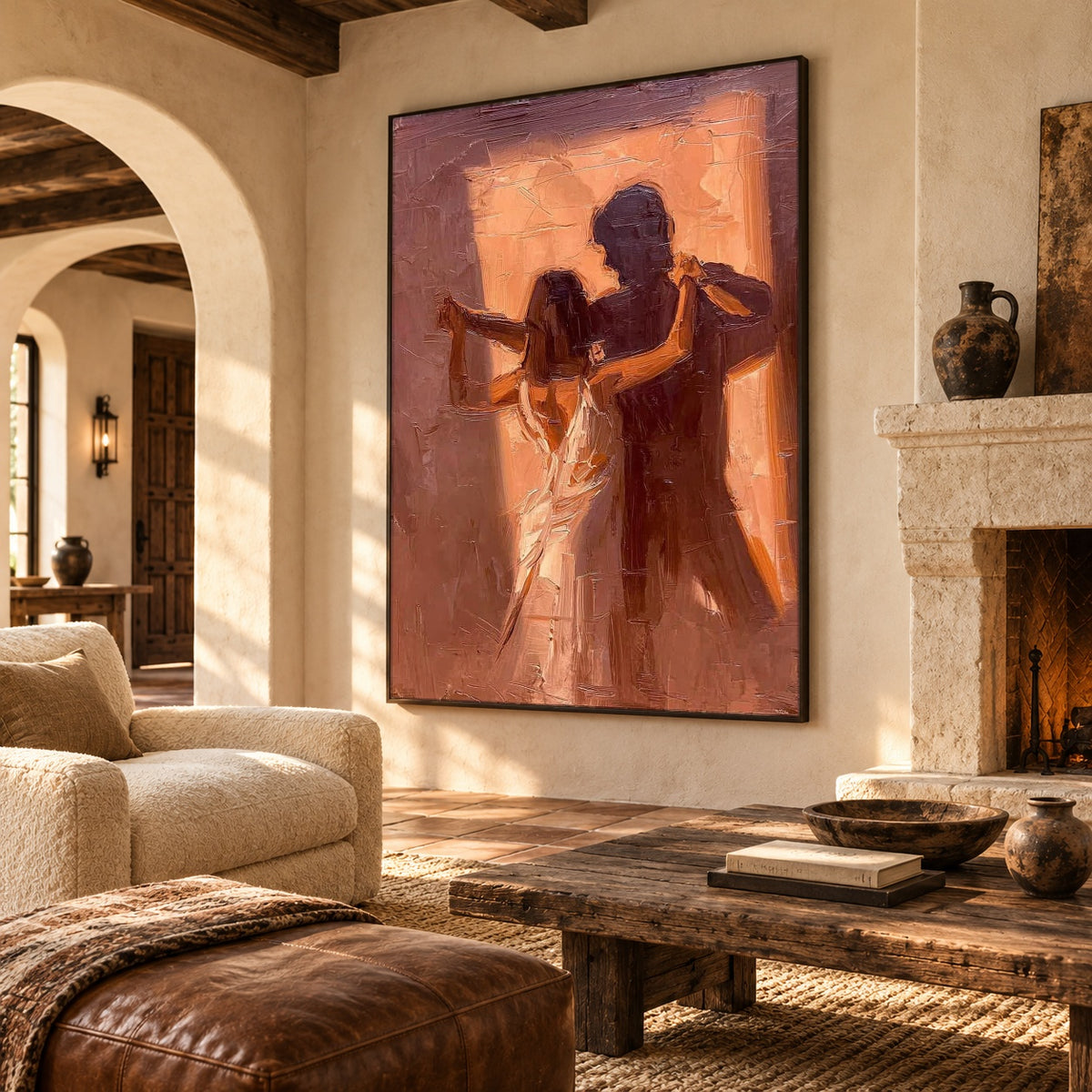 Dancing Past Sunset - oblique view - expressive contemporary art painting