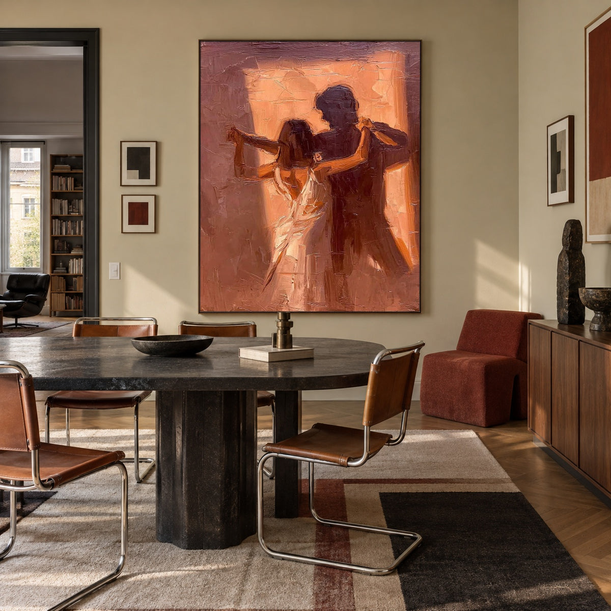Dancing Past Sunset - interior setting 6 - expressive contemporary art painting