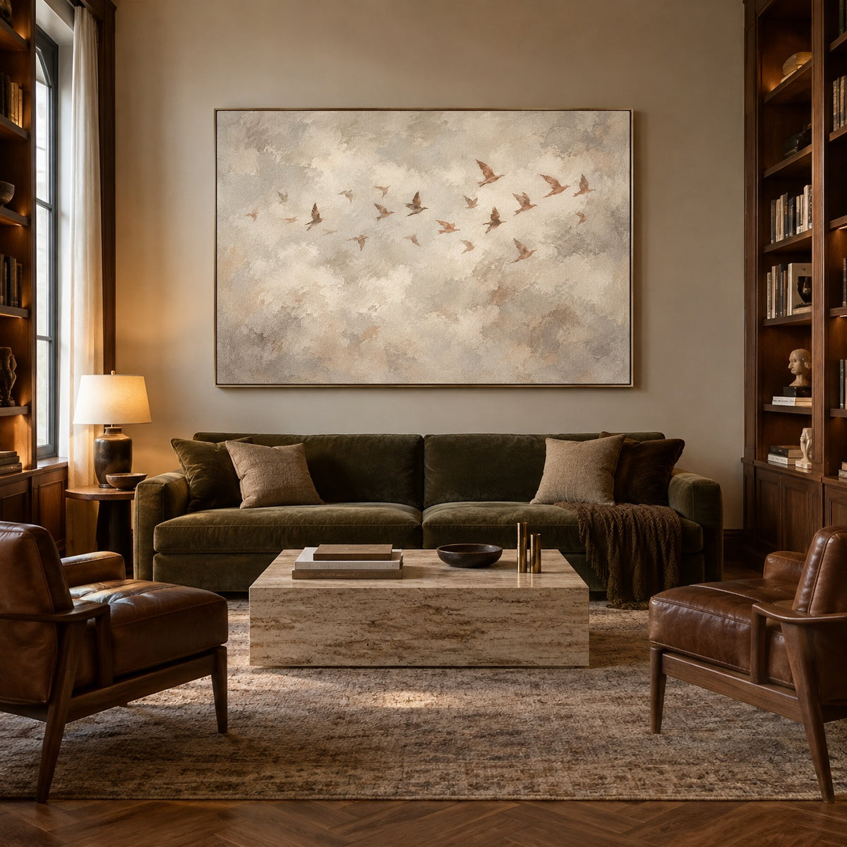 Drifting Into Gentle Light - interior setting 03 - expressive contemporary art painting