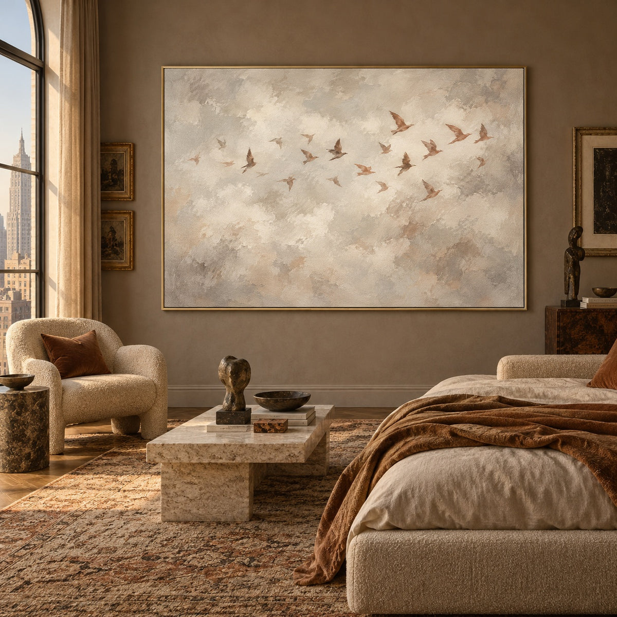 Drifting Into Gentle Light - interior setting 05 - expressive contemporary art painting