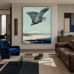 Eagle Above Open Water - interior setting 3 - expressive contemporary art painting