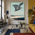 Eagle Above Open Water - interior setting 4 - expressive contemporary art painting