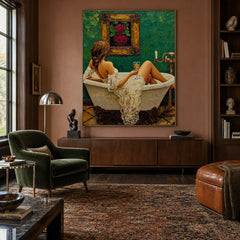 Emerald Bath Ritual - front-view living-room hero - expressive contemporary art painting