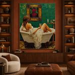 Emerald Bath Ritual - interior setting 4 - expressive contemporary art painting