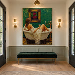 Emerald Bath Ritual - interior setting 5 - expressive contemporary art painting