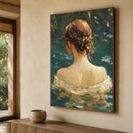 Emerald Water Reverie - oblique view - expressive contemporary art painting