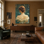 Emerald Water Reverie - interior setting 3 - expressive contemporary art painting