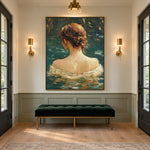 Emerald Water Reverie - interior setting 4 - expressive contemporary art painting