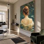 Emerald Water Reverie - interior setting 5 - expressive contemporary art painting
