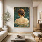 Emerald Water Reverie - interior setting 6 - expressive contemporary art painting