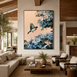 Flight Through Blue Blossoms - interior setting 3 - expressive contemporary art painting