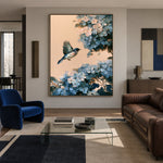 Flight Through Blue Blossoms - interior setting 4 - expressive contemporary art painting